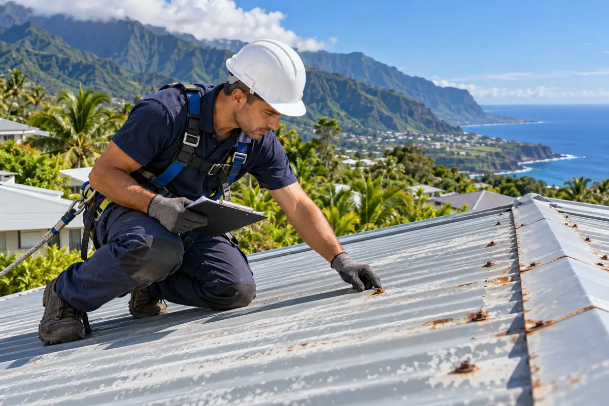 nettoyage d’une toiture en tôle à La Réunion