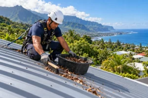 artisan nettoyage d’une toiture en tôle à La Réunion