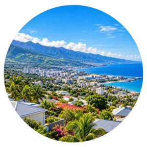 Vue panoramique de La Réunion et de ses toitures